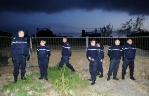 Gendarmes stand guard