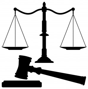 vector scales of justice and gavel